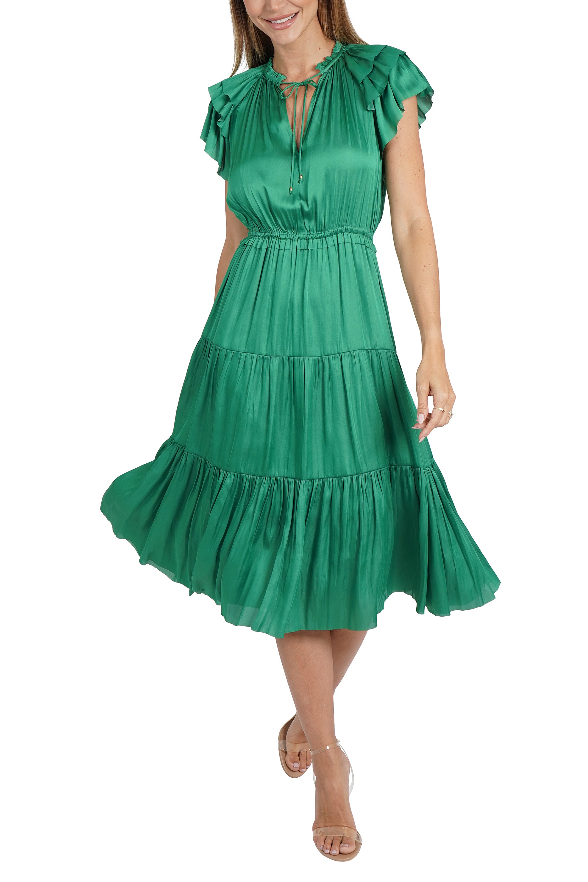 Pamela Ruffle Trim Midi Dress