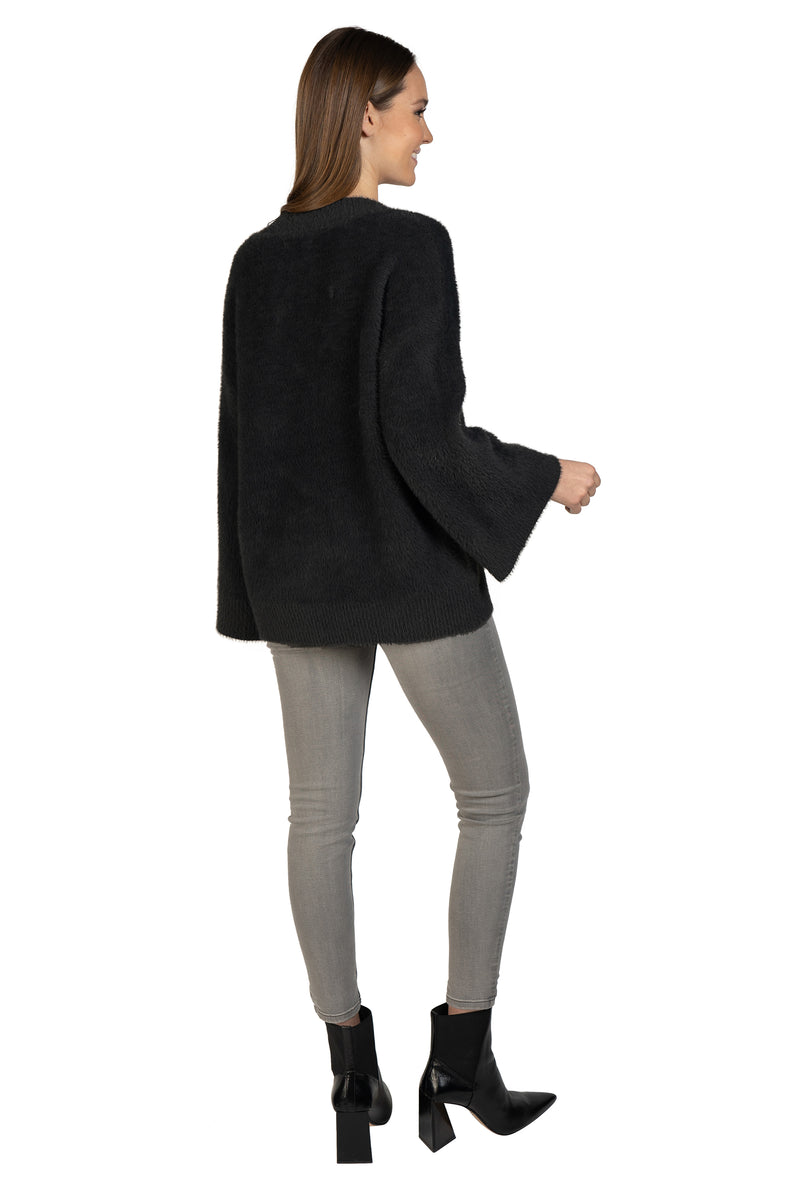 Bell Sleeve Fuzzy Pullover-2