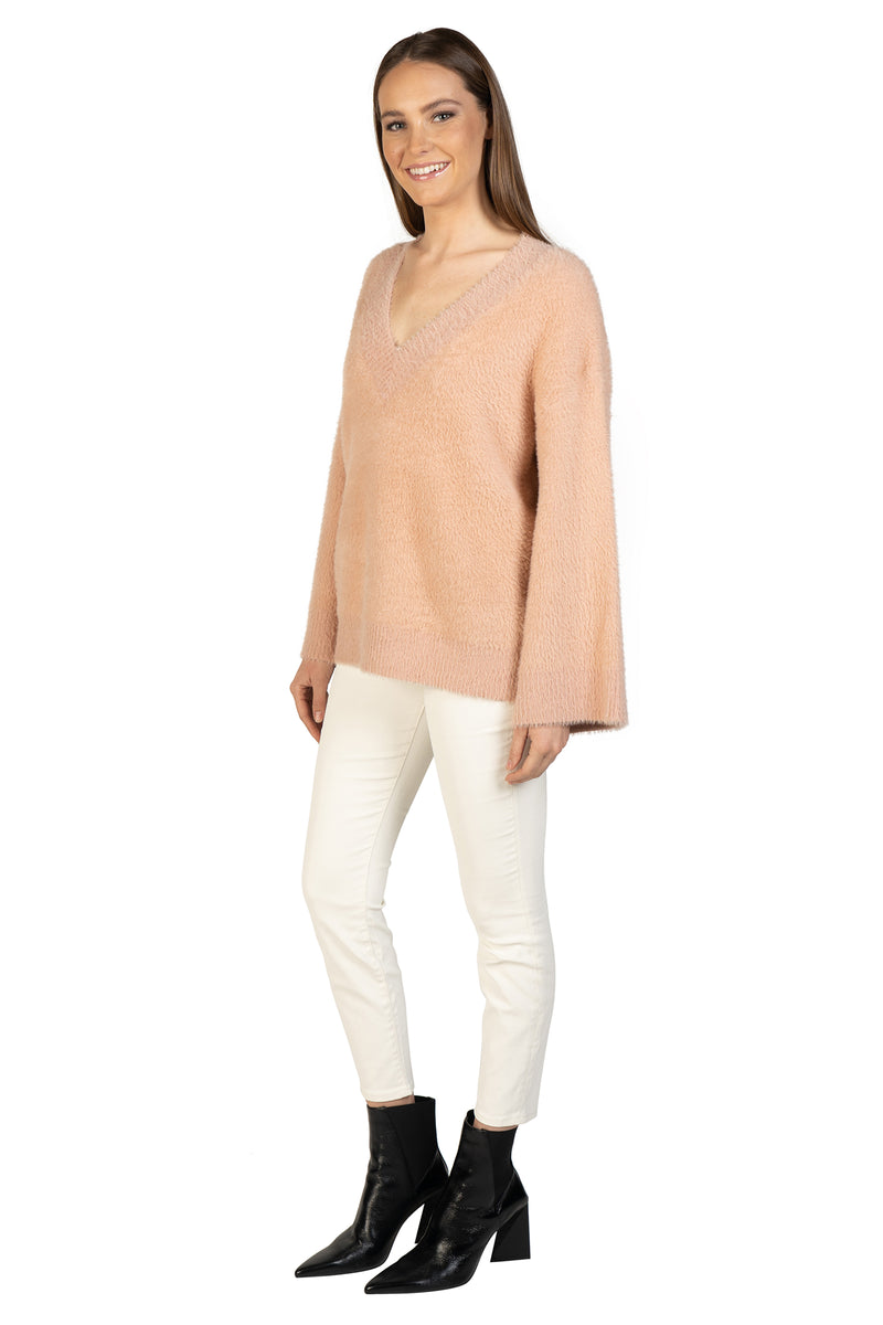 Bell Sleeve Fuzzy Pullover-6