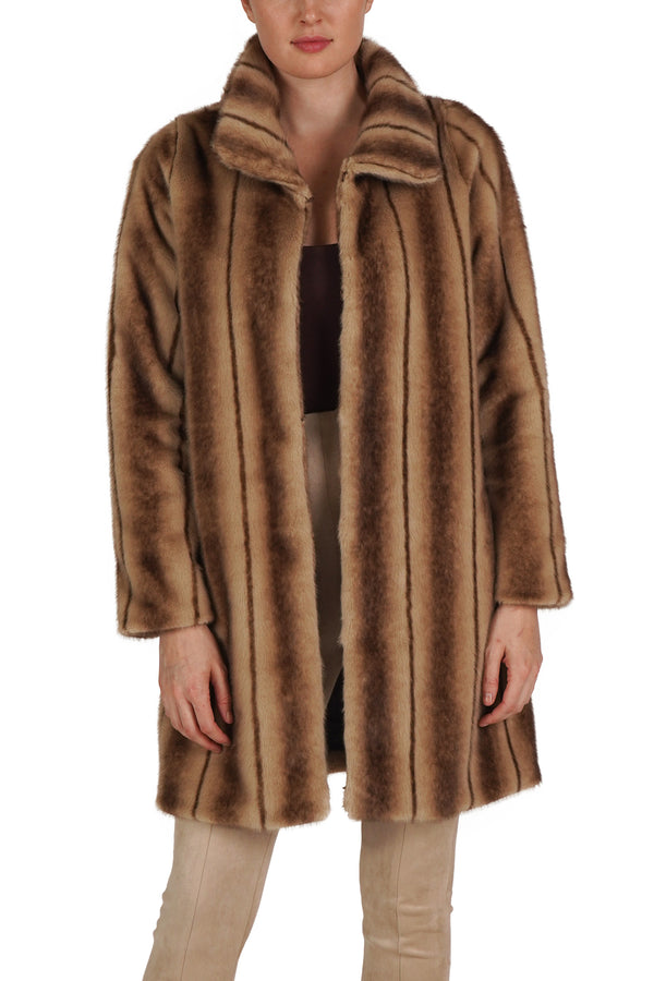 Love Token Faux Fur Striped Coat