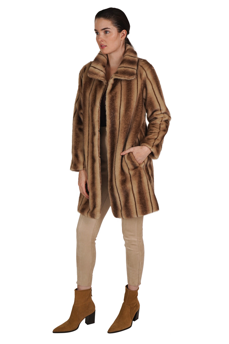 Love Token Faux Fur Striped Coat 4