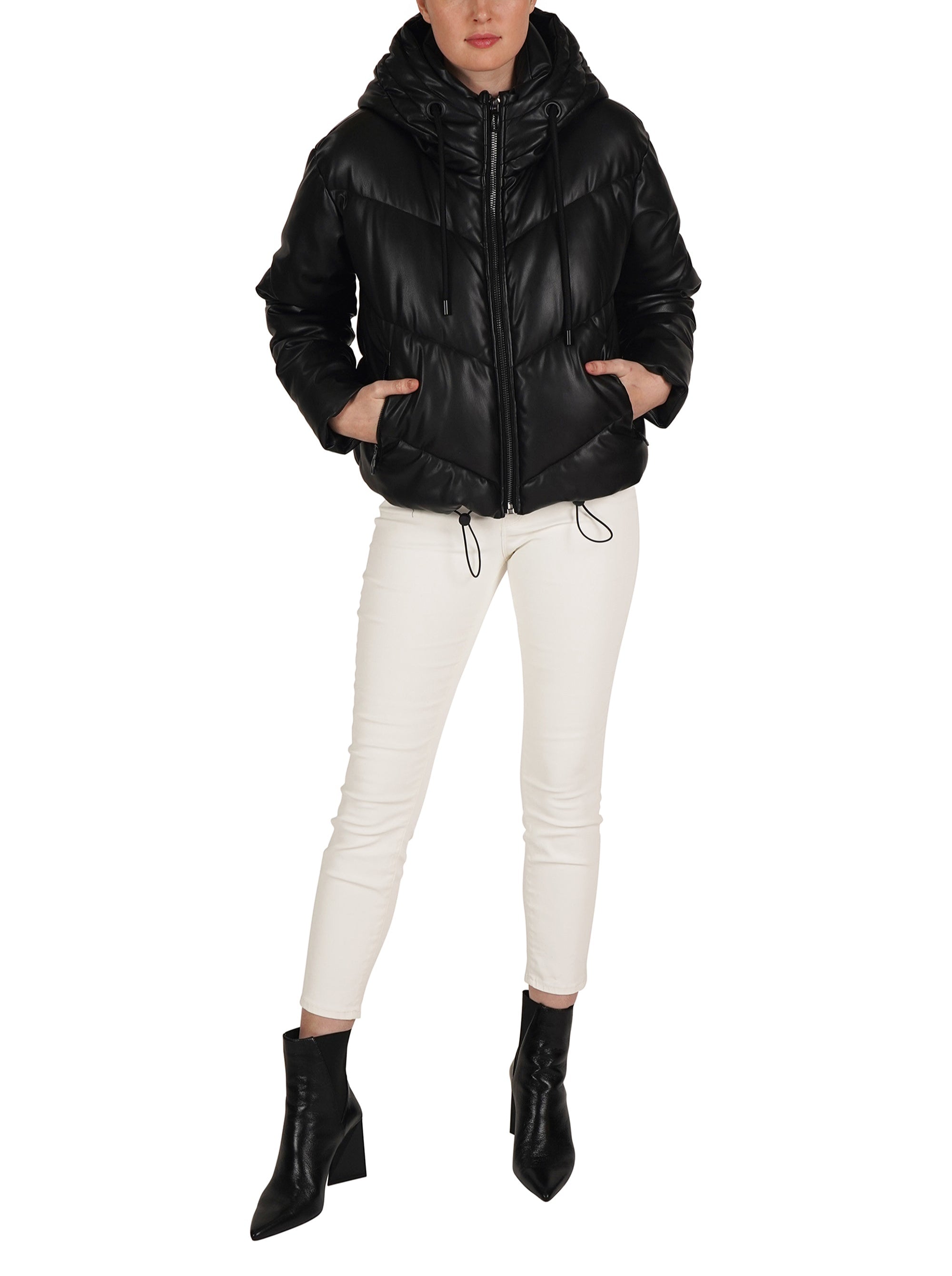 Pleather Blazer Puffer Jacket 6