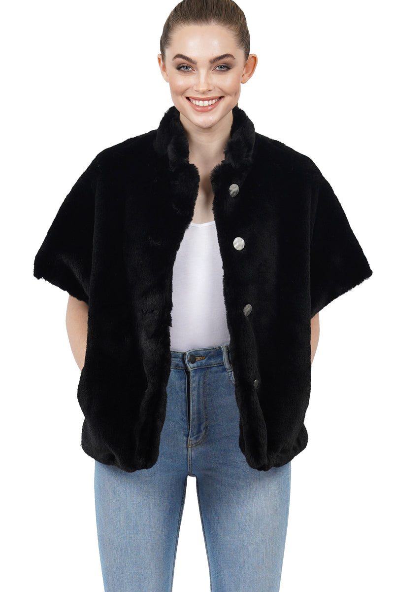 Love Token Arcadia Faux Fur Short Sleeve Jacket Coat