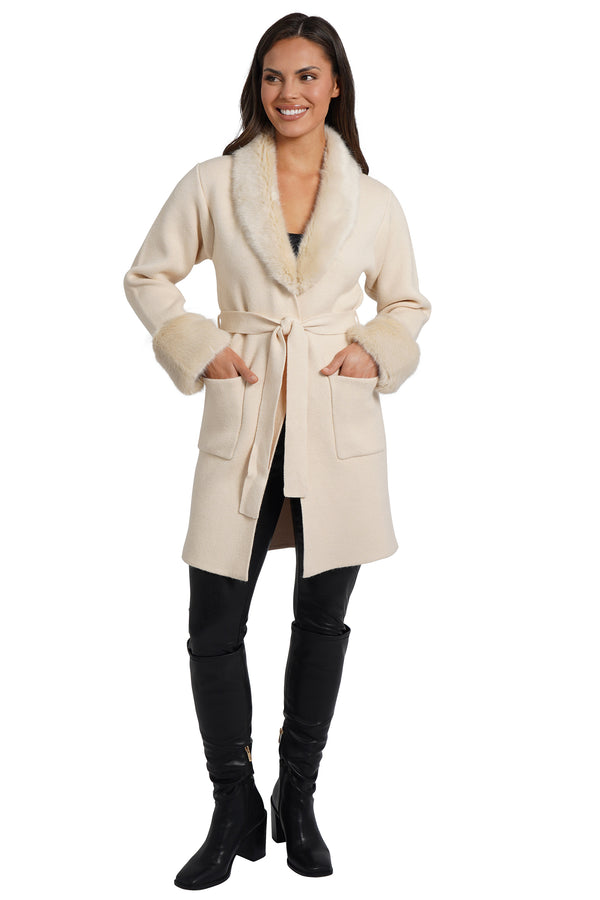 Love Token Shannon Cardigan with Faux Fur Collar 2