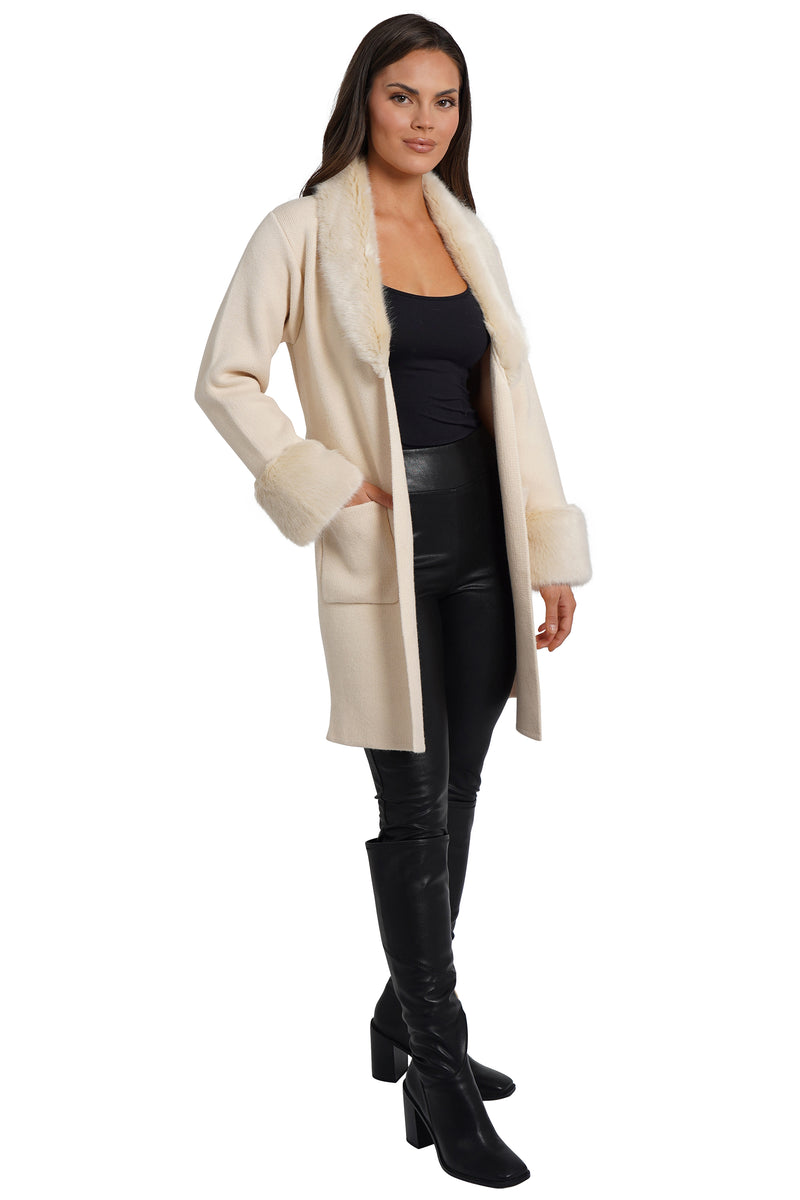 Shannon Cardigan with Faux Fur Collar