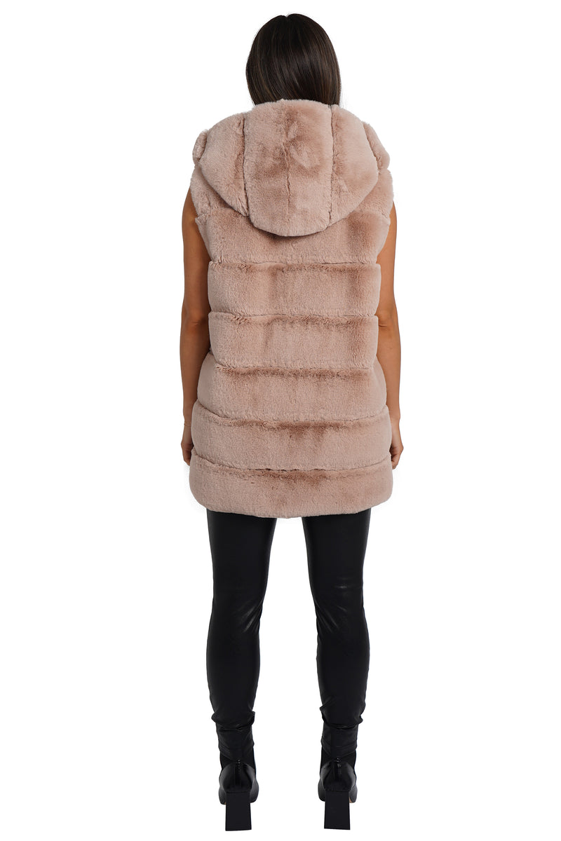 Alina Faux Fur Hooded Vest-3