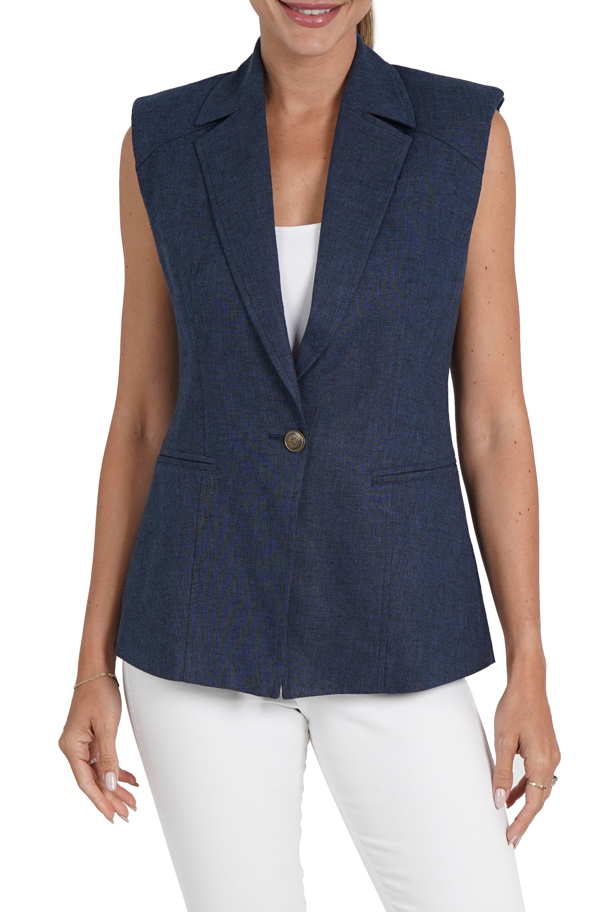 Love Token Polly Linen Blend Vest
