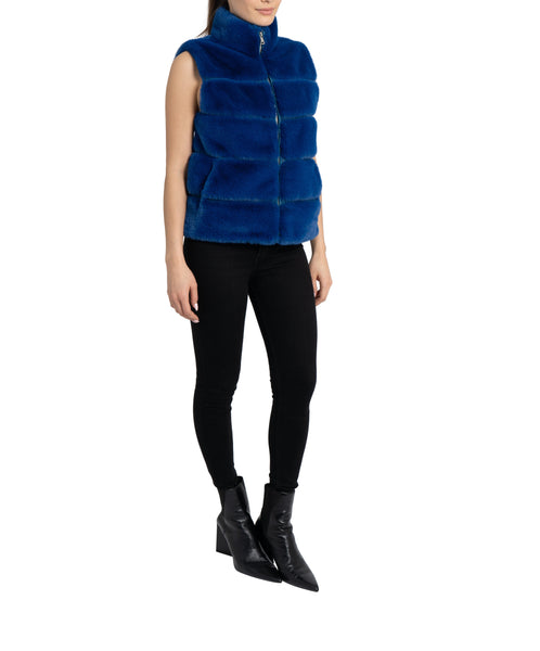 Gilet En Fausse Fourrure Love Token - Bourgogne, Ourlet Shaggy, Taille M, Neuf Avec étiquettes