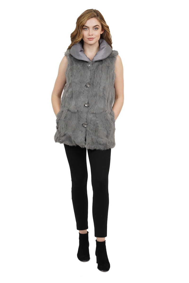Nastia Reversible Genuine Real Rabbit Fur Vest