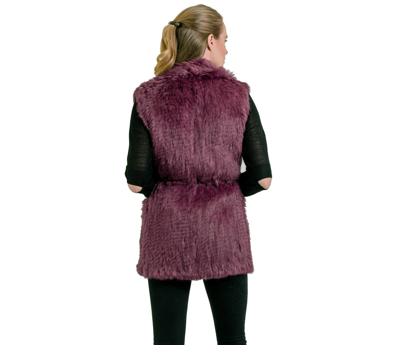 Nia Belted Genuine Real Rabbit Fur Vest