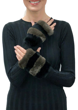 Love Token Franny Genuine Real Rex Rabbit Fur Fingerless Mittens 2
