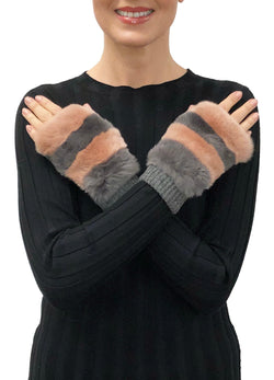 Love Token Franny Genuine Real Rex Rabbit Fur Fingerless Mittens