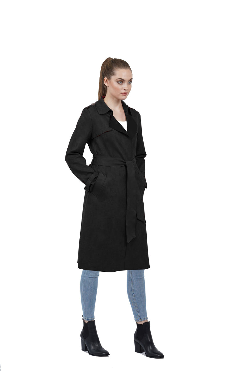 Adrianna Ultra Suede Lightweight Trench Coat Jacket