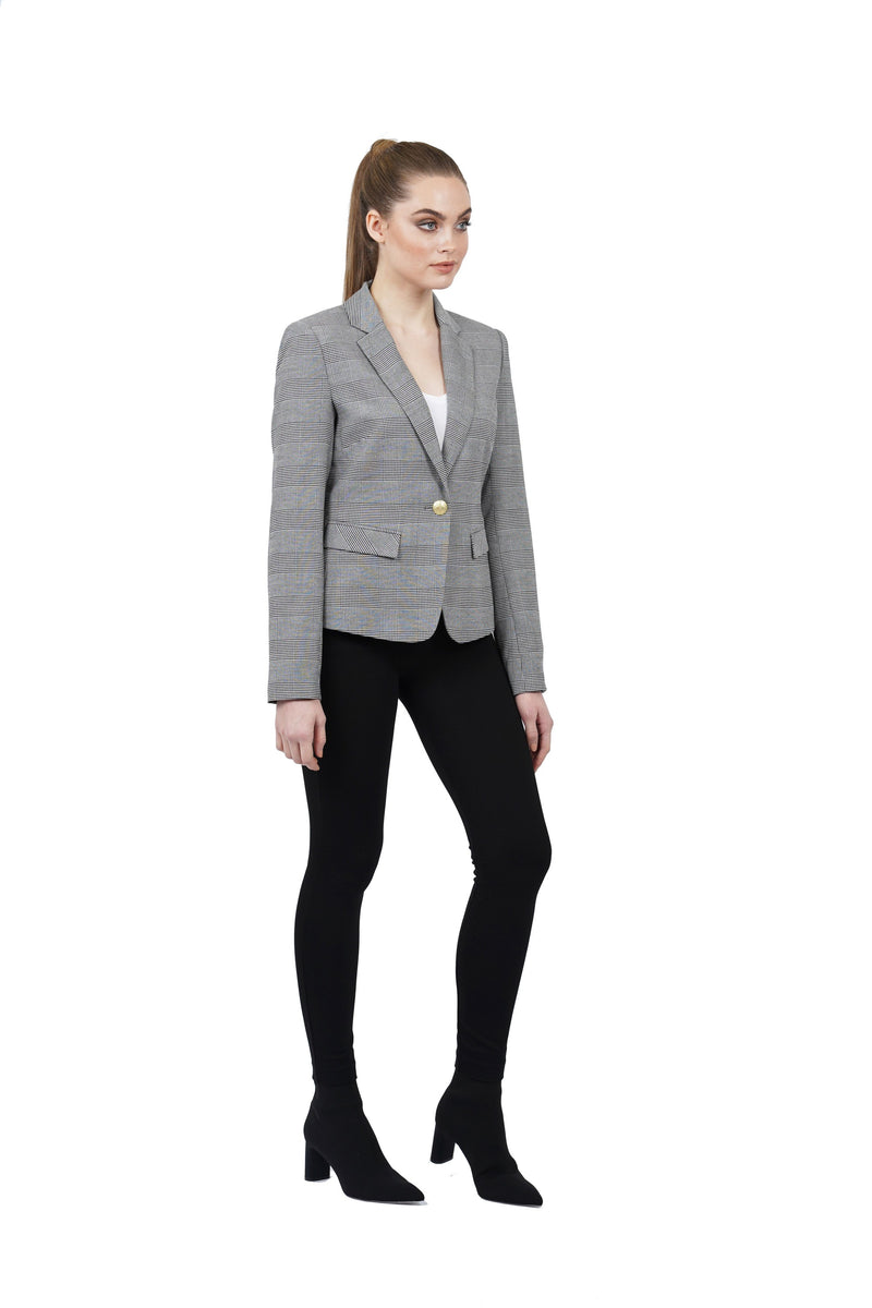 Cher Grey/Black Plaid Blazer Jacket Coat