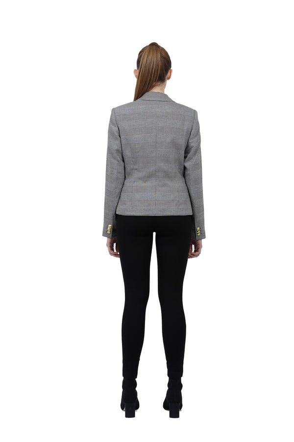 Cher Grey/Black Plaid Blazer Jacket Coat