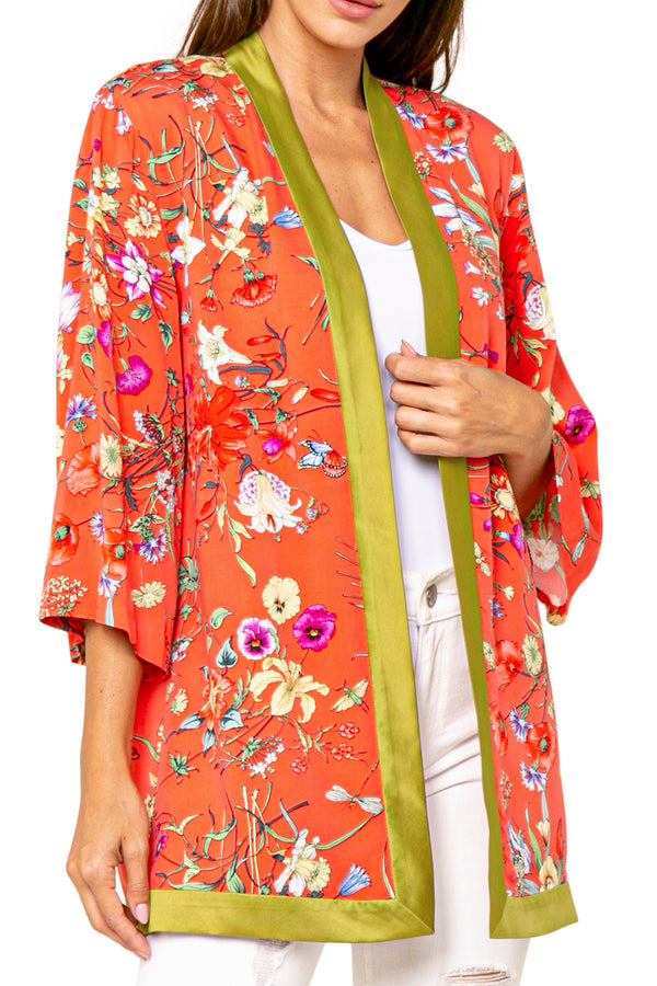 Love Token Thomas Floral Pattern Open Kimono