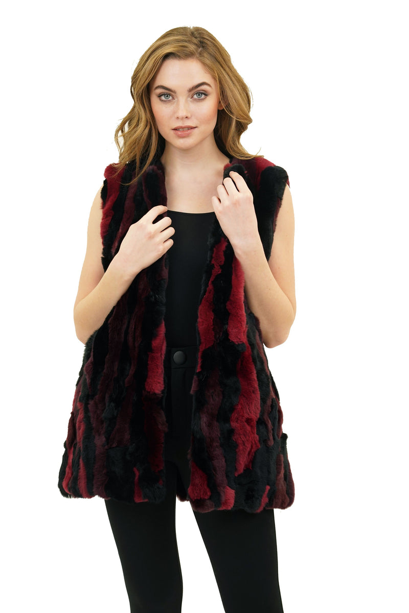 Cyrus Genuine Real Rex Rabbit Fur Collarless Vest