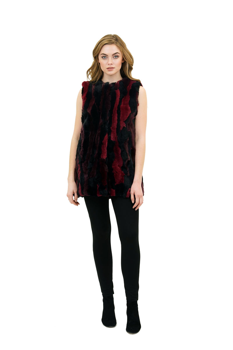 Cyrus Genuine Real Rex Rabbit Fur Collarless Vest