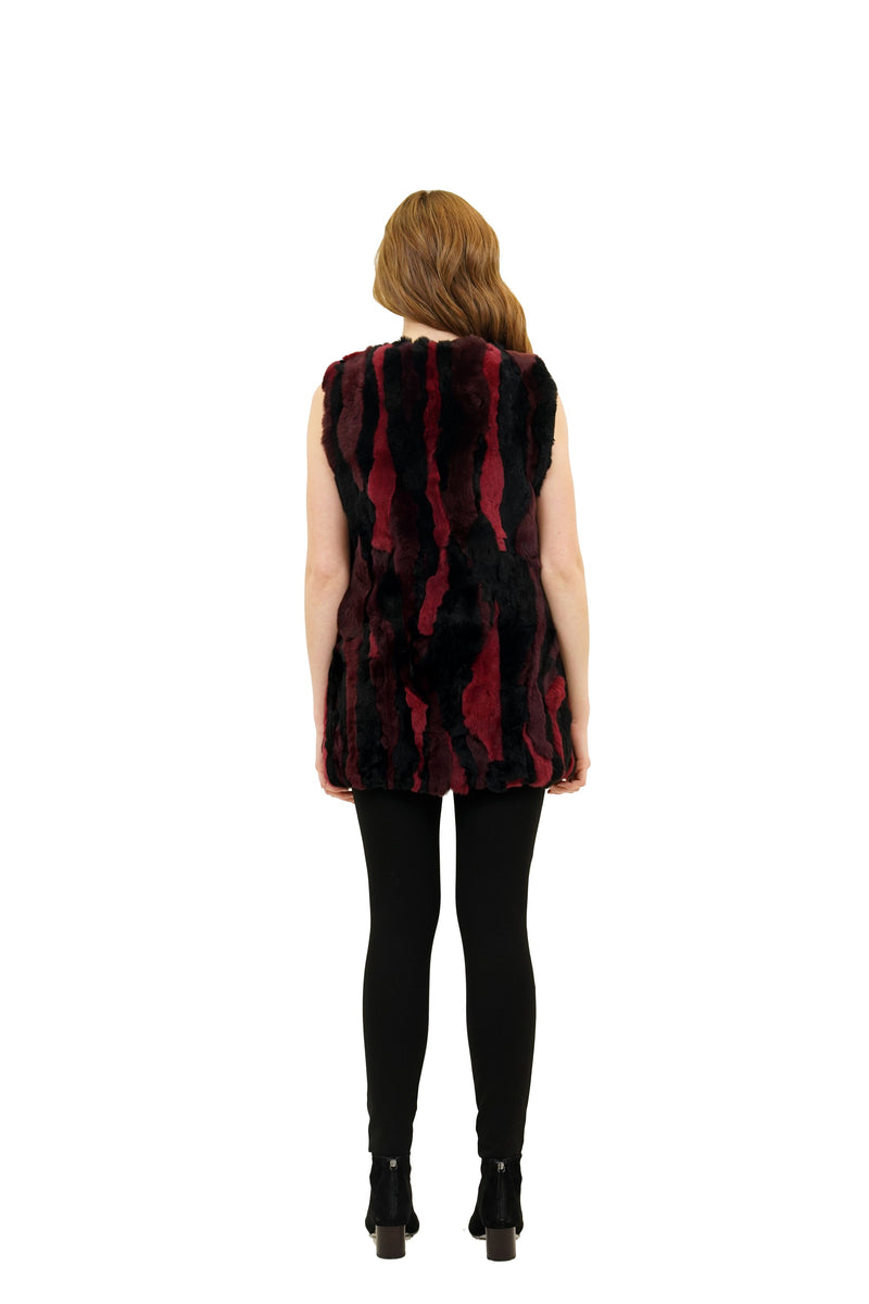 Cyrus Genuine Real Rex Rabbit Fur Collarless Vest