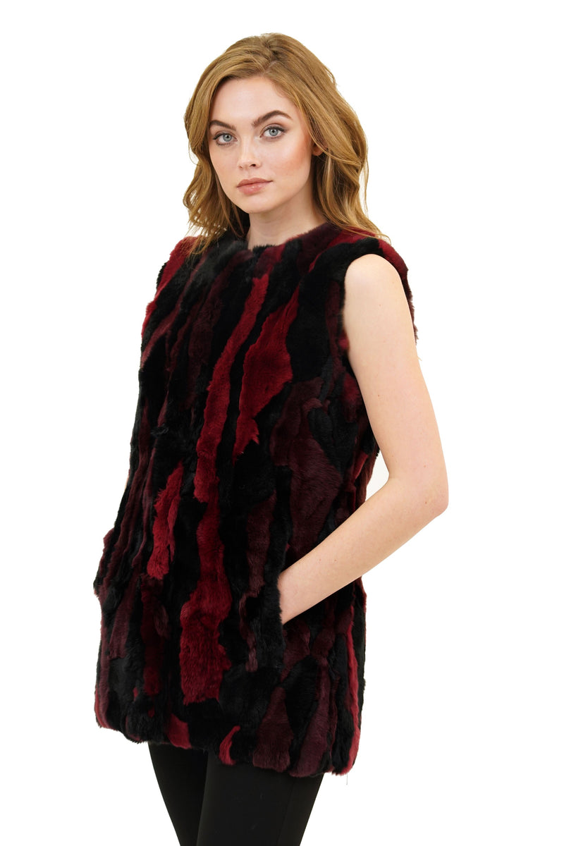 Cyrus Genuine Real Rex Rabbit Fur Collarless Vest