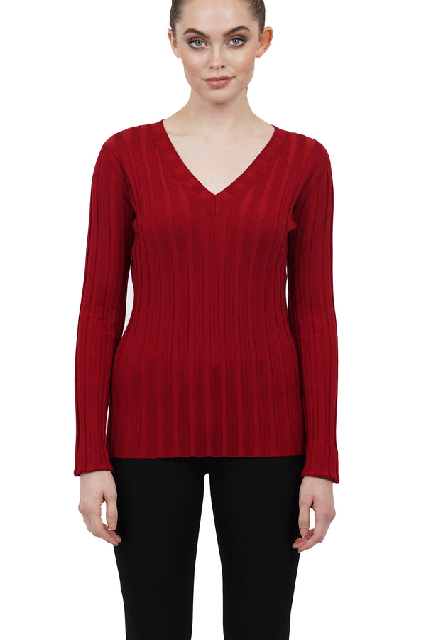 Love Token Opal Rib Knit V-Neck Top