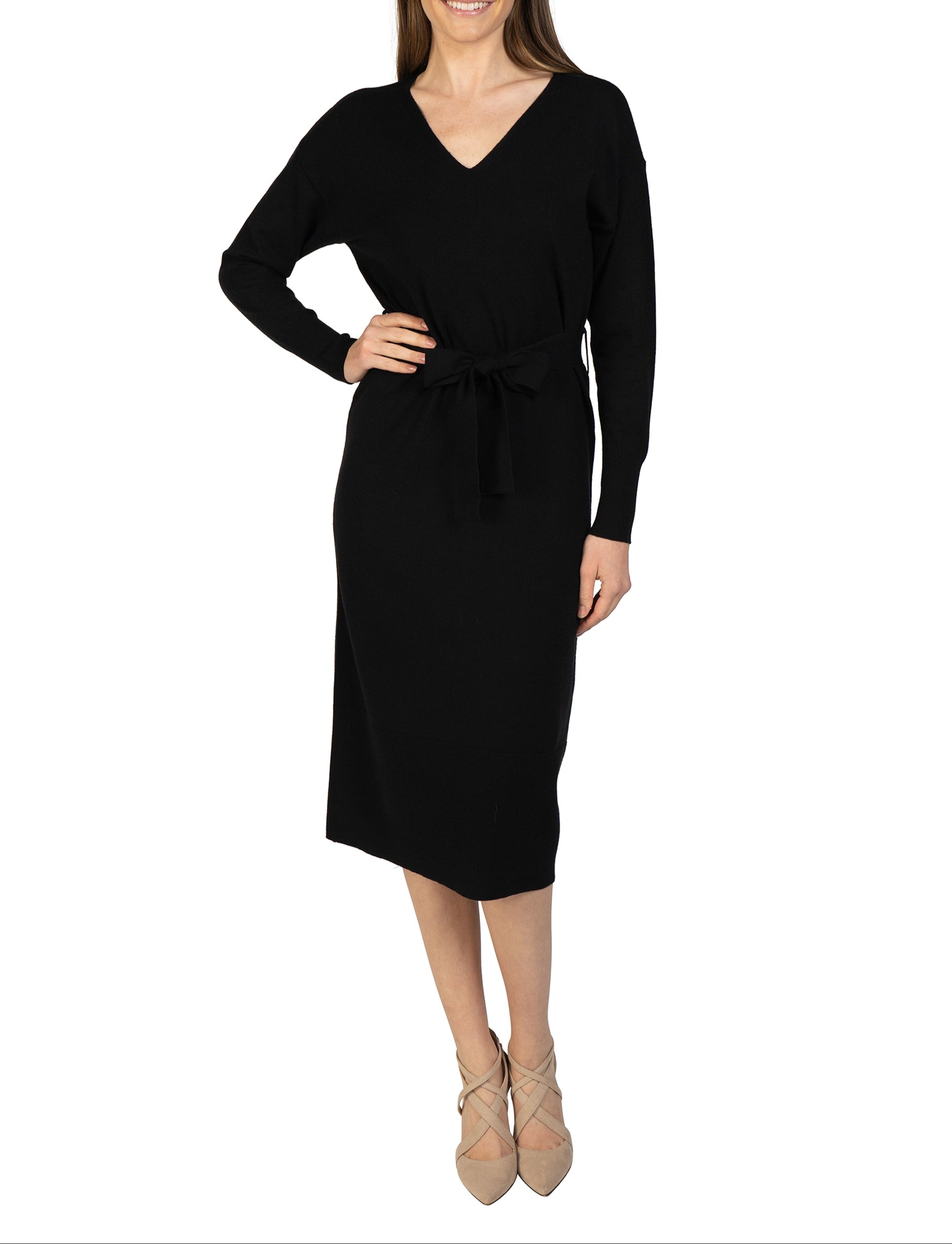 Love Token Knit Sweater Dress with Tie Sash 3