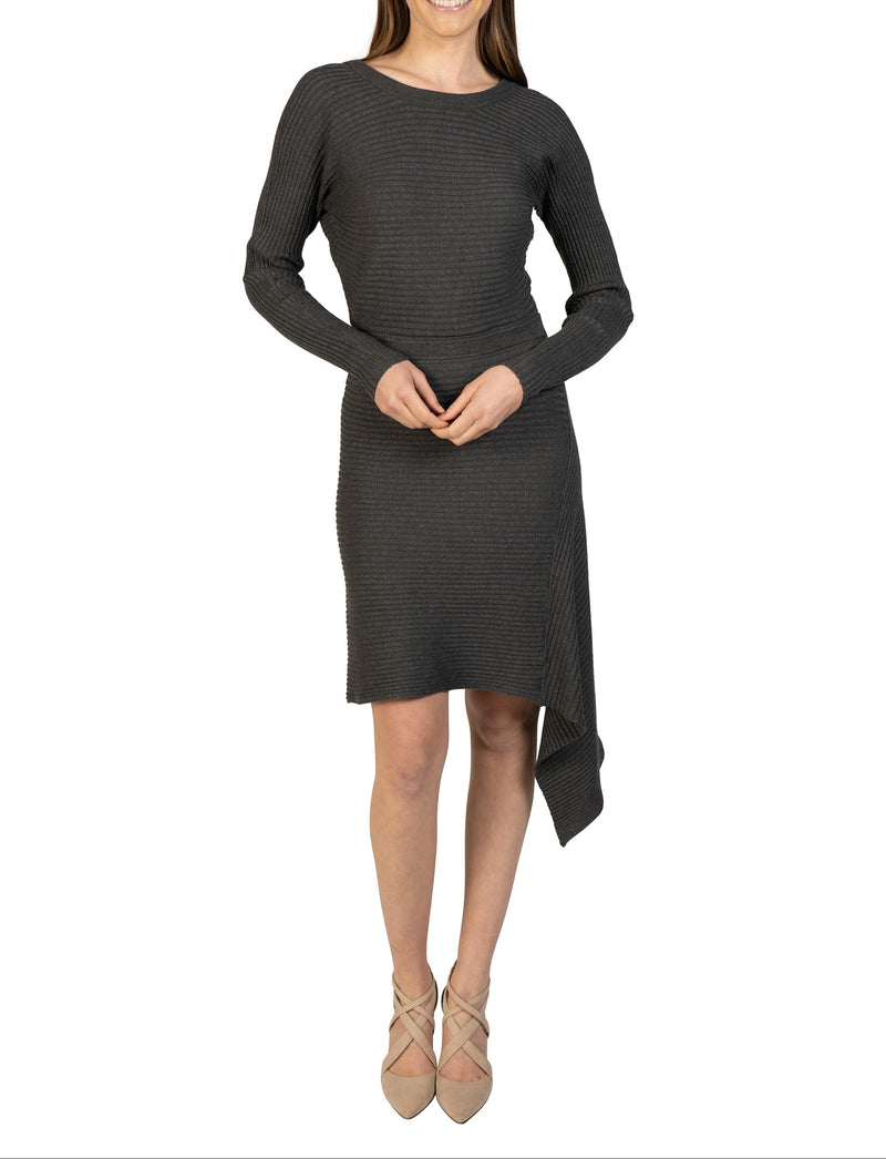 Asymmetrical Knit Sweater Dress - Love Token Love Token US Asymmetrical Knit Sweater Dress - Love Token Love Token US