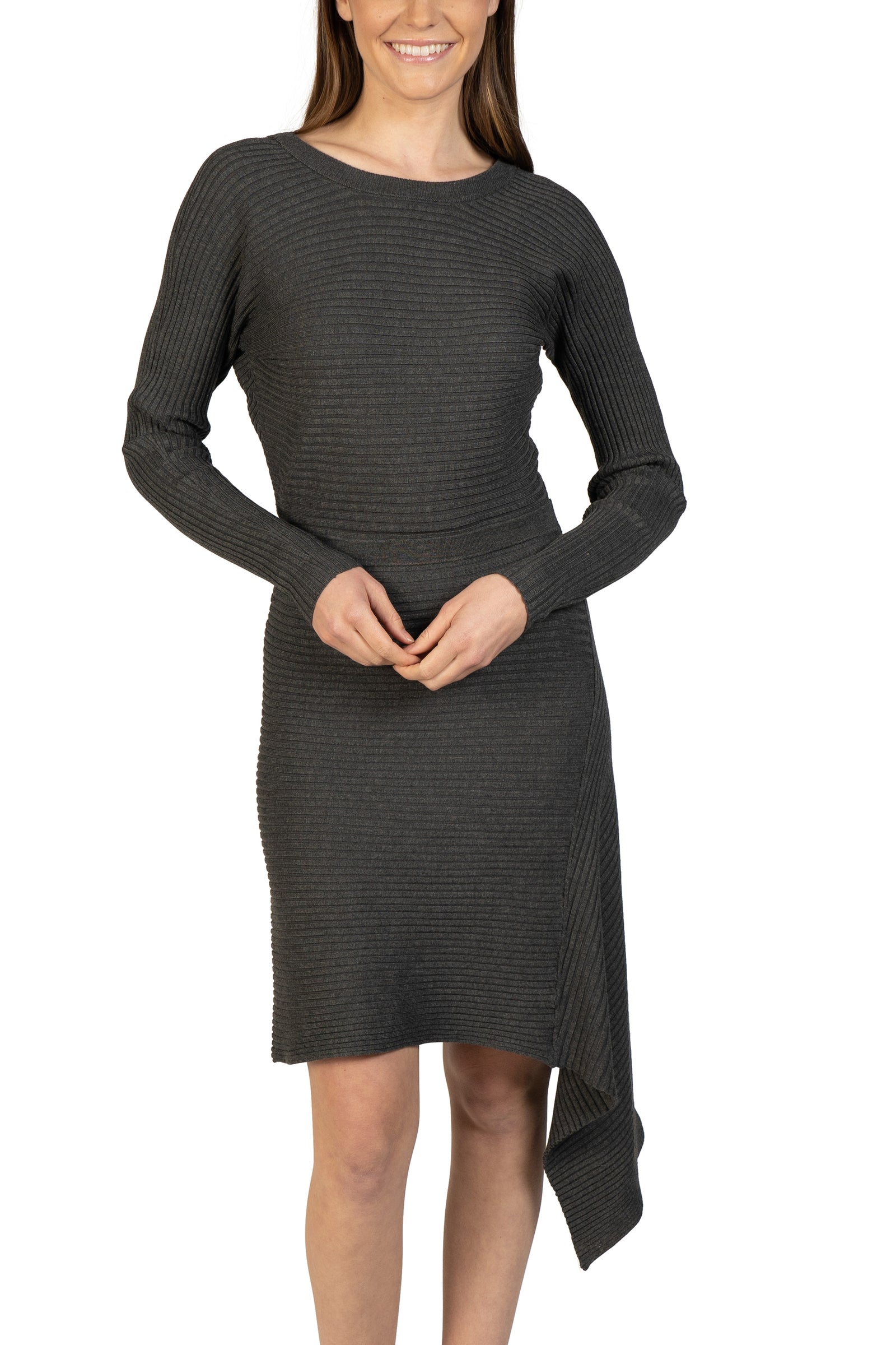 Asymmetrical Knit Sweater Dress - Love Token Love Token US Asymmetrical Knit Sweater Dress - Love Token Love Token US
