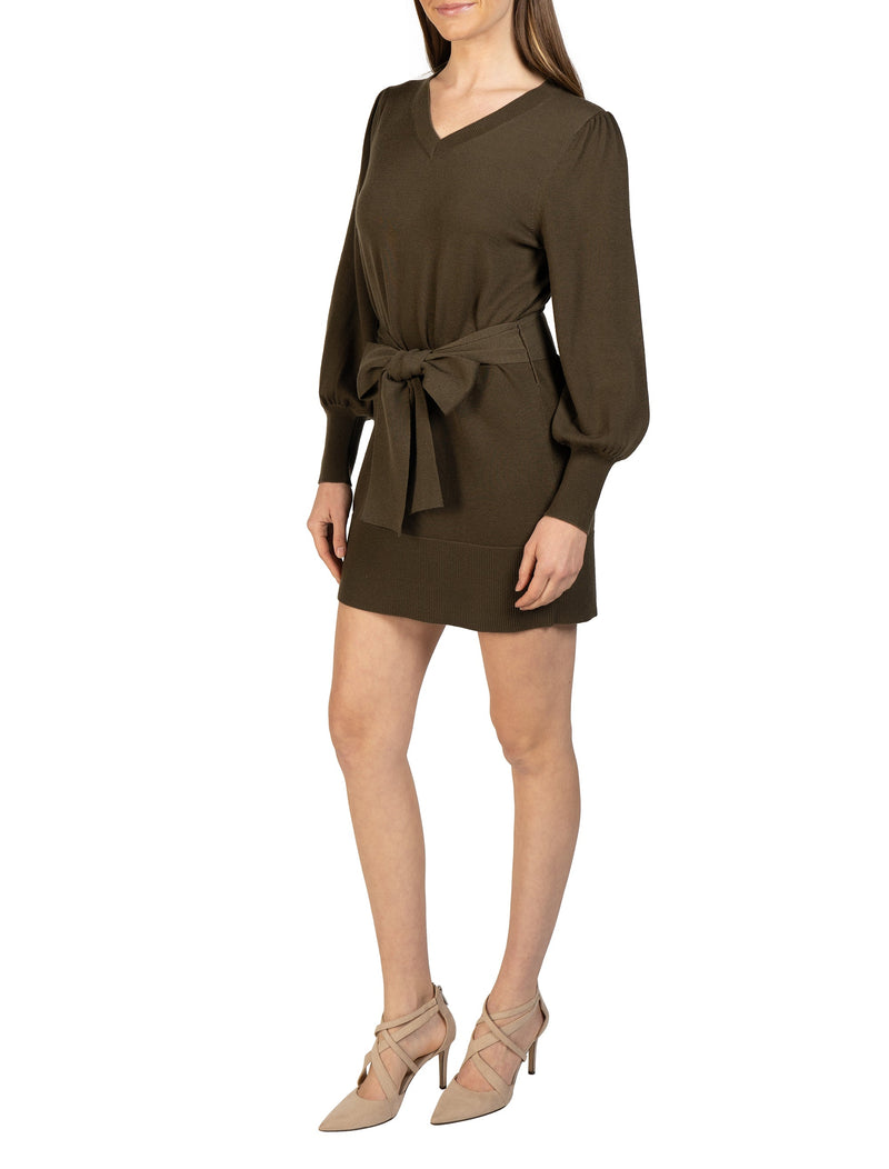 Love Token Short Knit Sweater Dress with Tie 3