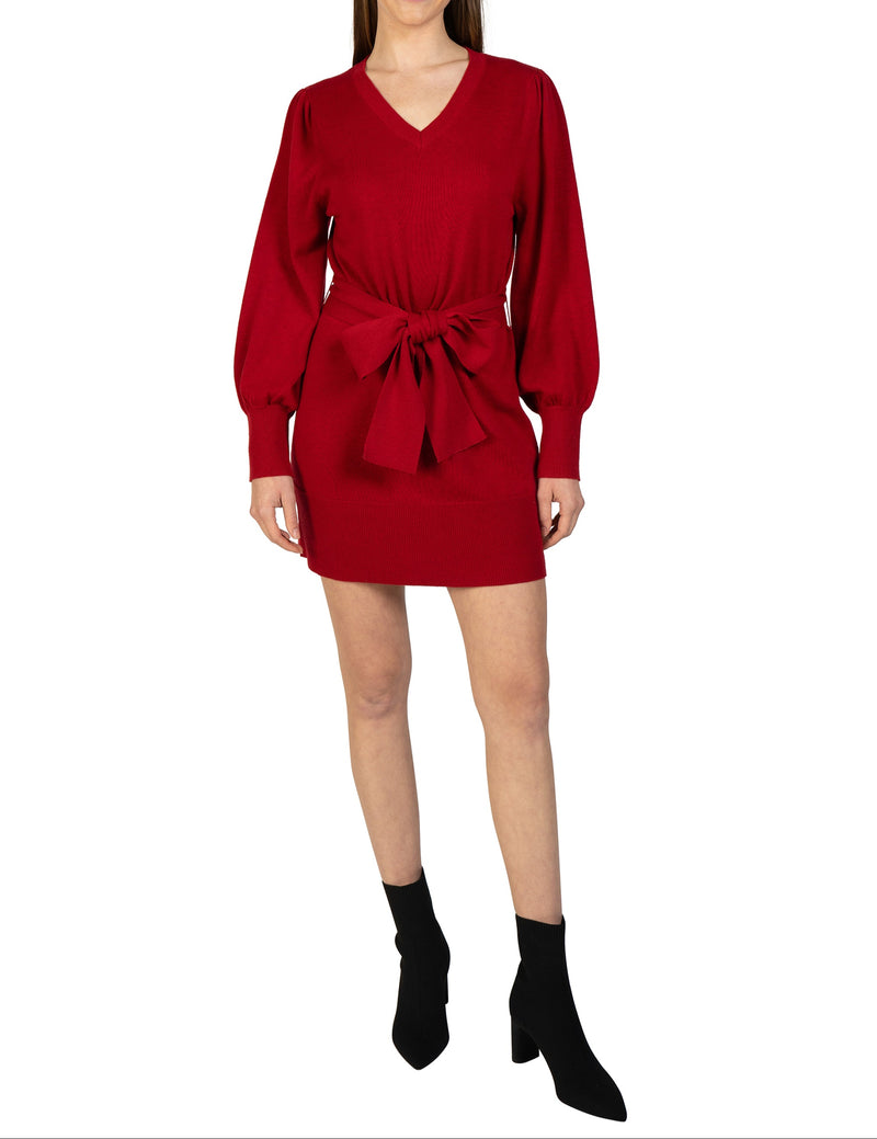 short red sweater dress Catch Yourself Red Bubble Sleeve Sweater Dress Shop the Mint