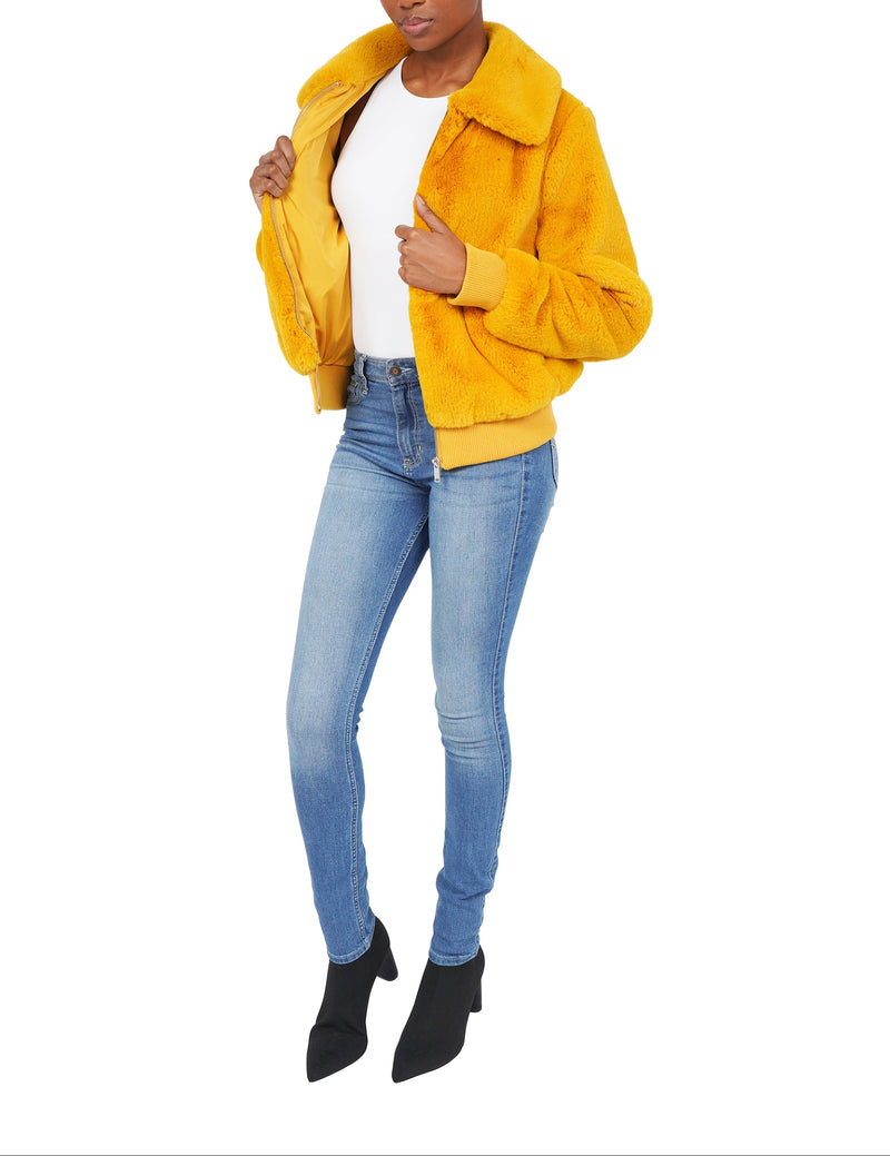 70 OFF on Becky Faux Fur Bomber Jacket Love Token US