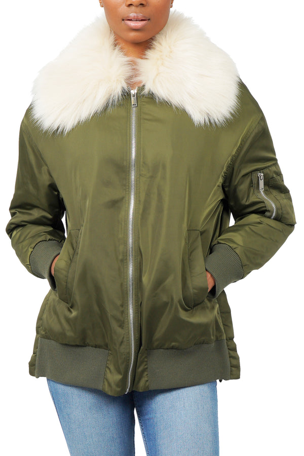 Ada Bomber Jacket with Removable Collar