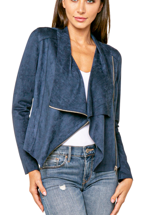 Emery Wide Collar Faux Suede Jacket