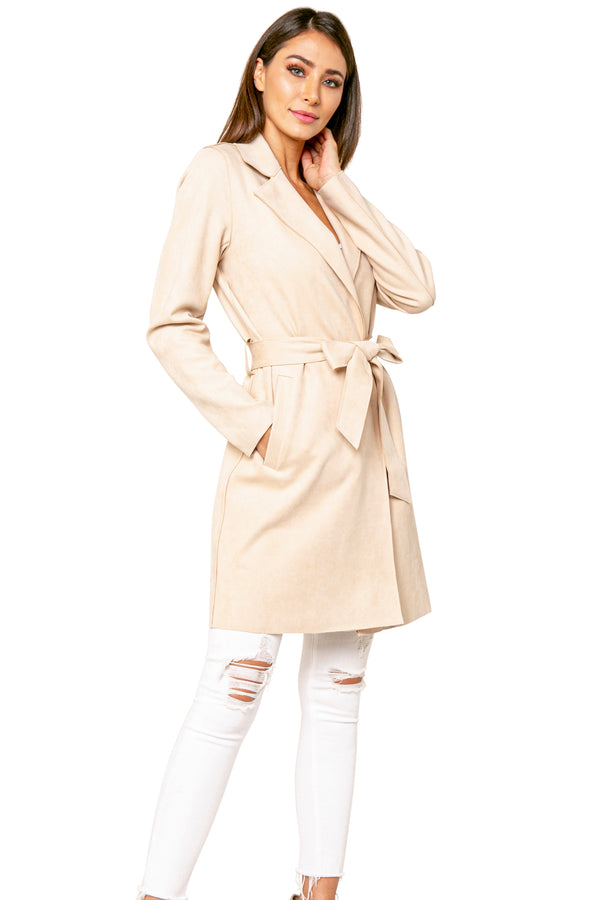 Everson Twill Suede Lite Trench Coat