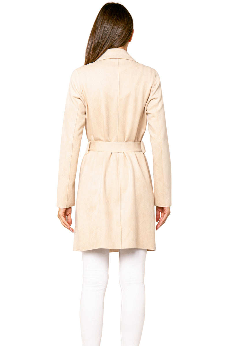 70 OFF on Everson Twill Suede LiteTrench Coat Love Token US