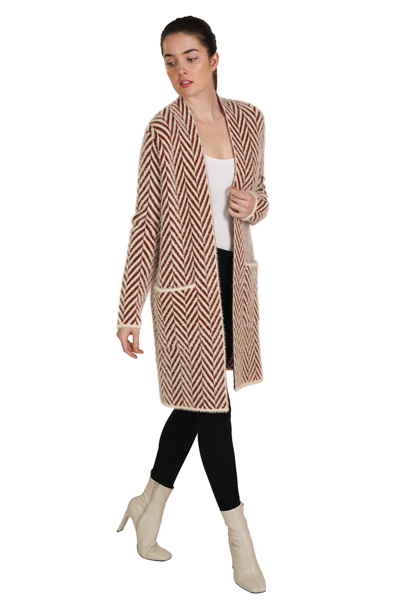 Laurell Chevron Print Cardigan