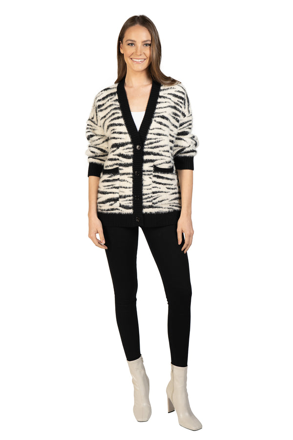 Love Token Zebra Fuzzy Cardigan 2