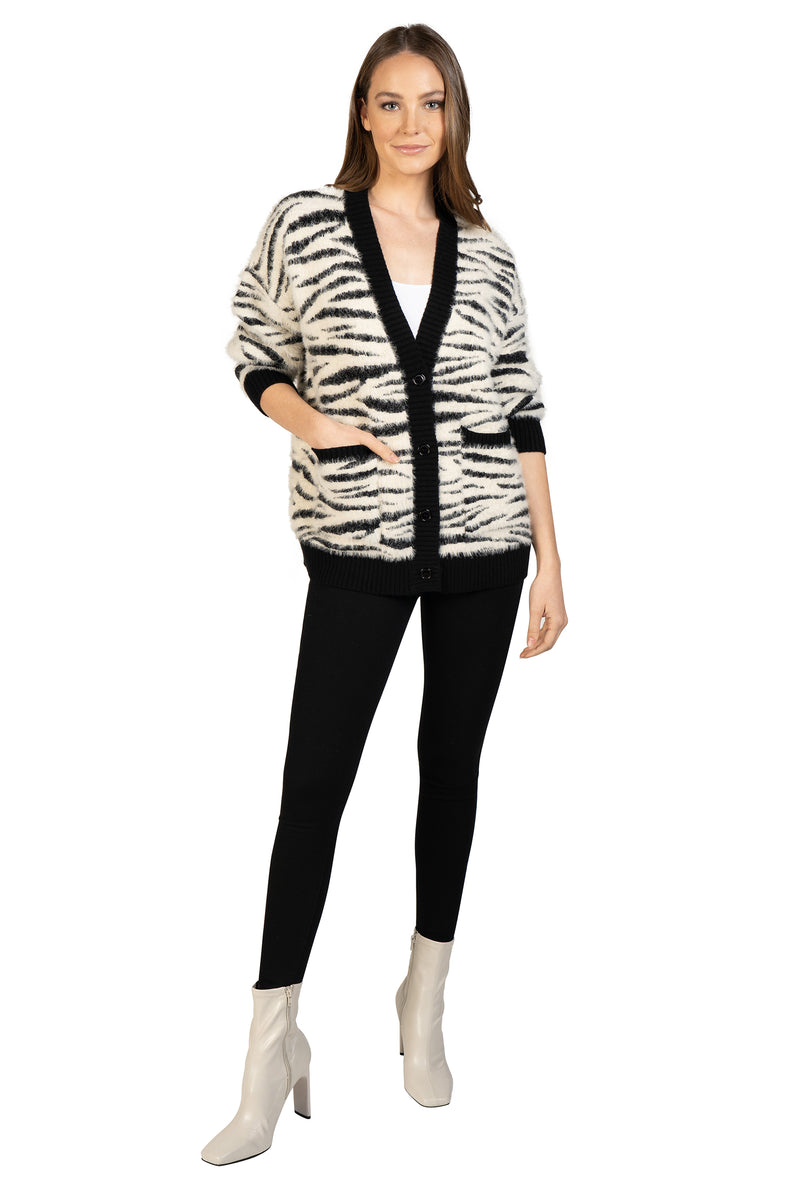 Zebra Fuzzy Cardigan