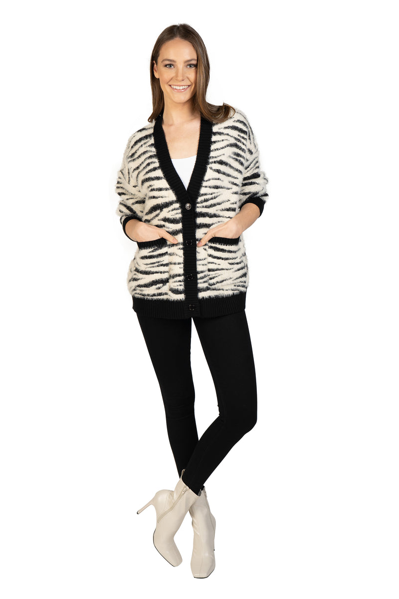 Zebra Fuzzy Cardigan