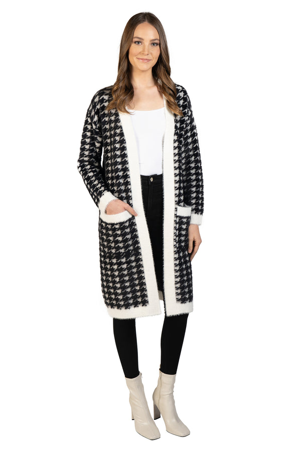 Love Token Houndstooth Patch Pocket Cardigan 2