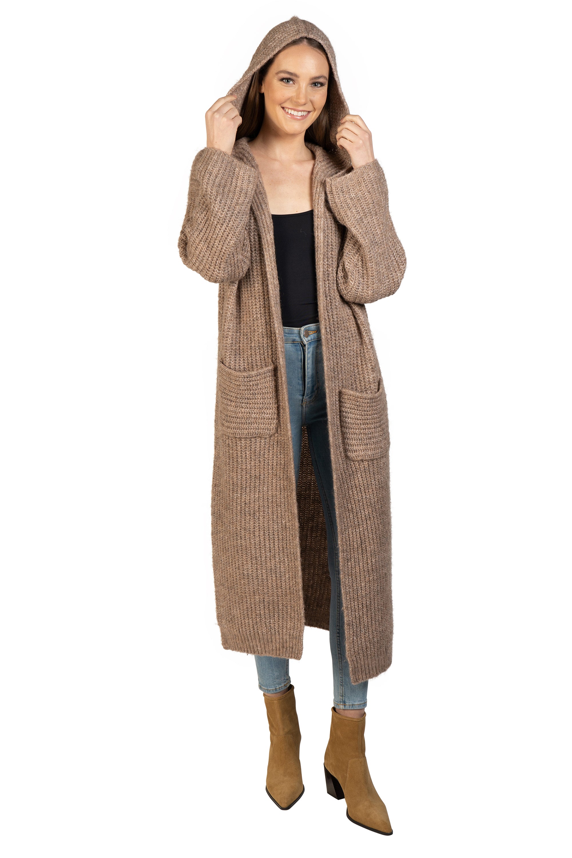 トップス SERIALIZE LONG HOODED CARDIGAN Love Token Women's Long Hooded Cardigan