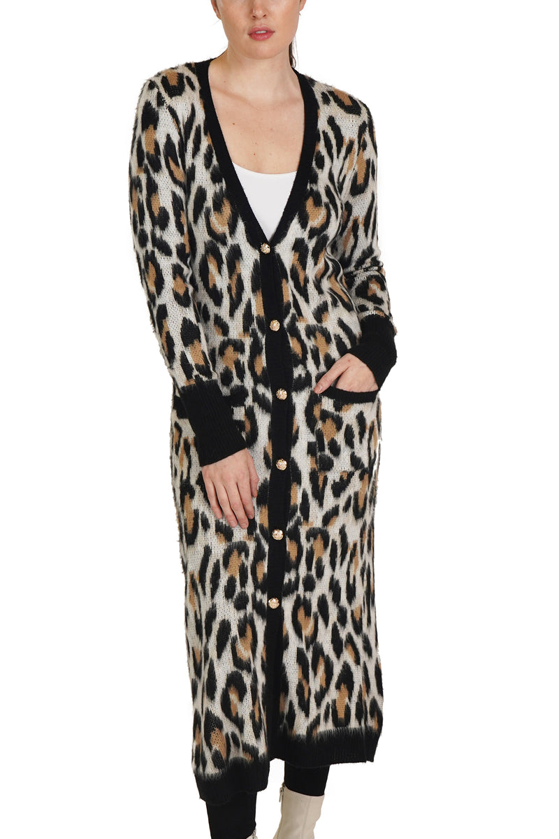 Cheetah print long cardigan hotsell