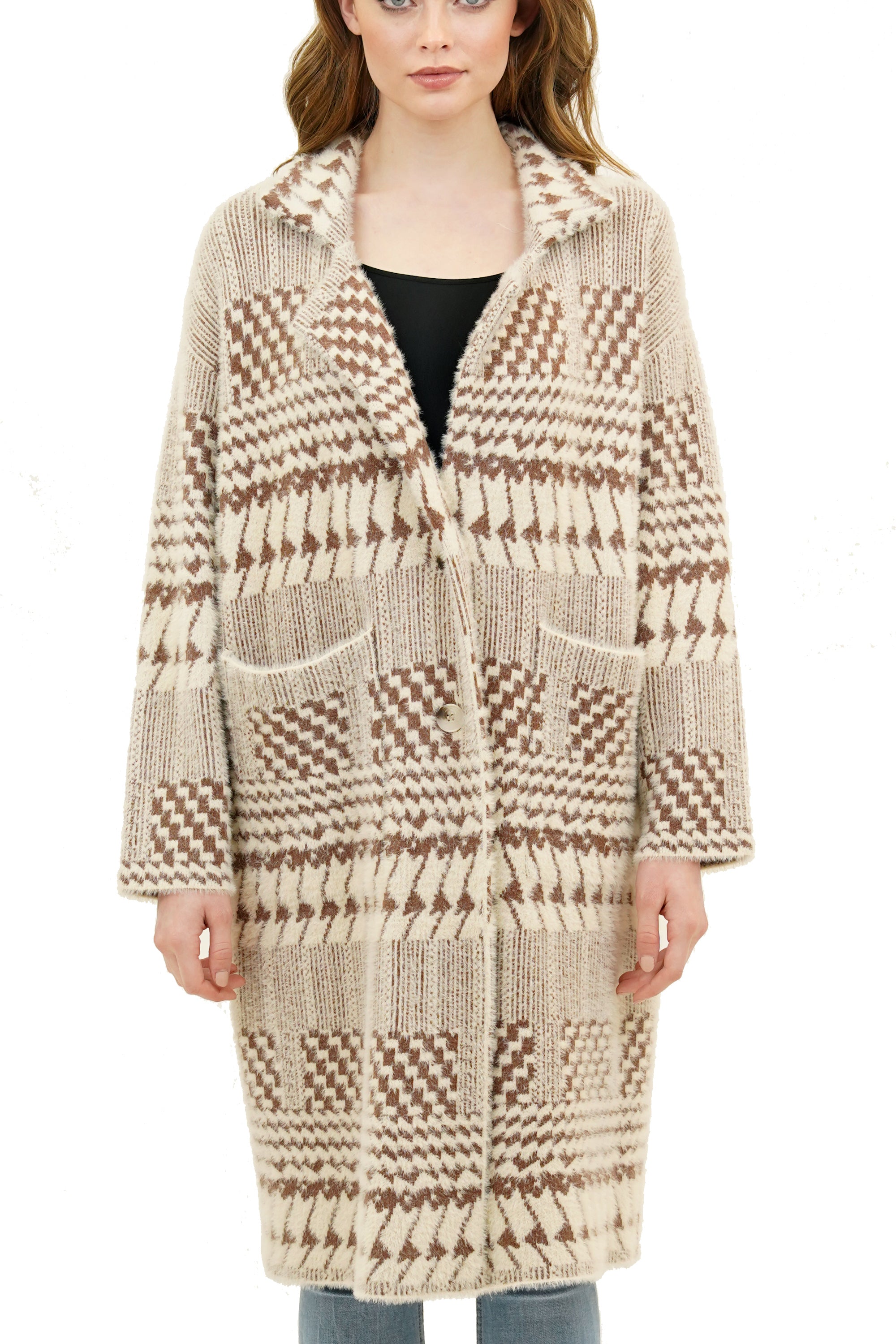 Love Token Zendaya Below Knee Length Coat w/ Patch Pockets