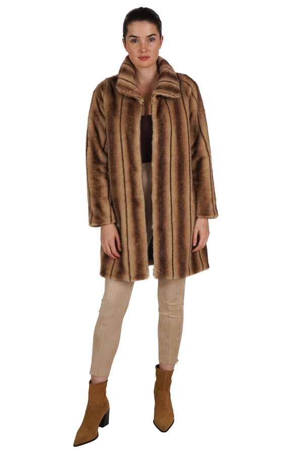 Faux Fur Striped Coat
