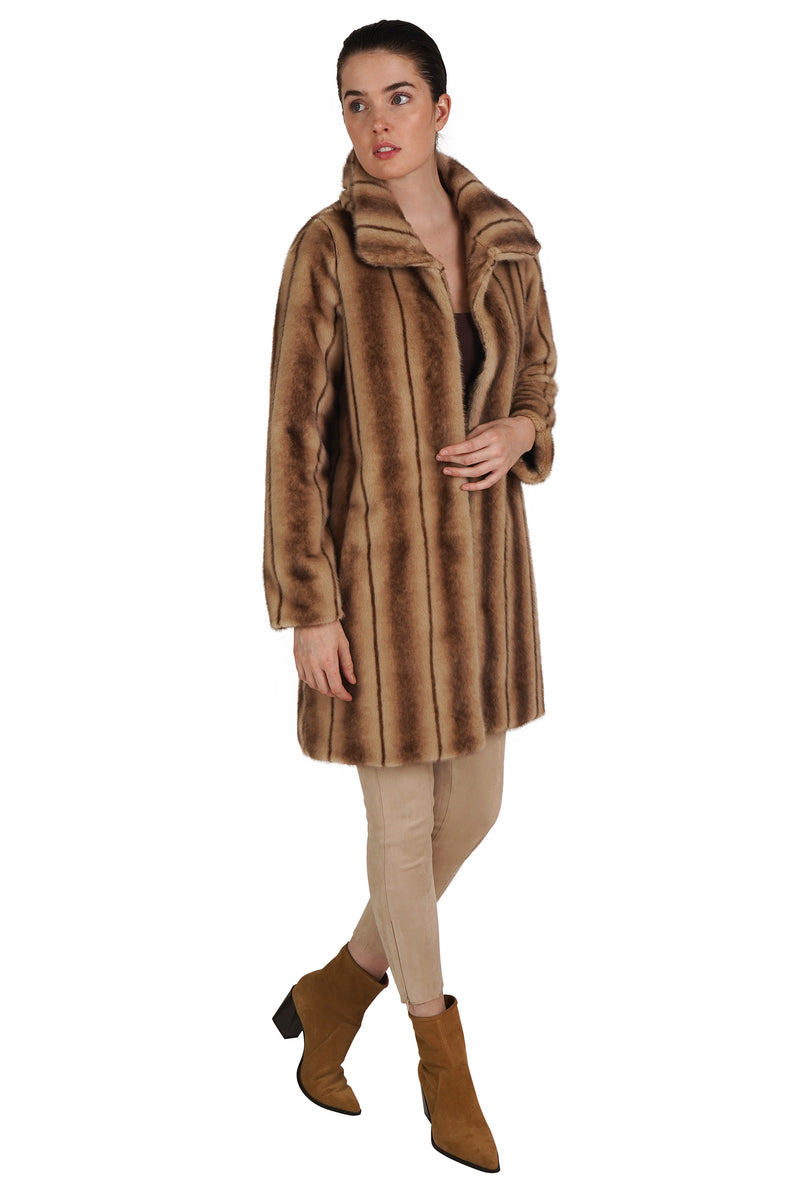 Faux Fur Striped Coat