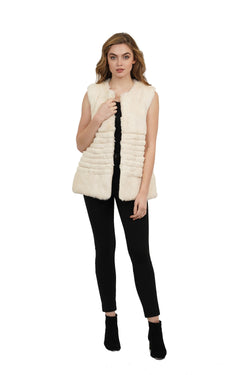 Sandy Genuine Real Rabbit Fur Panel Vest