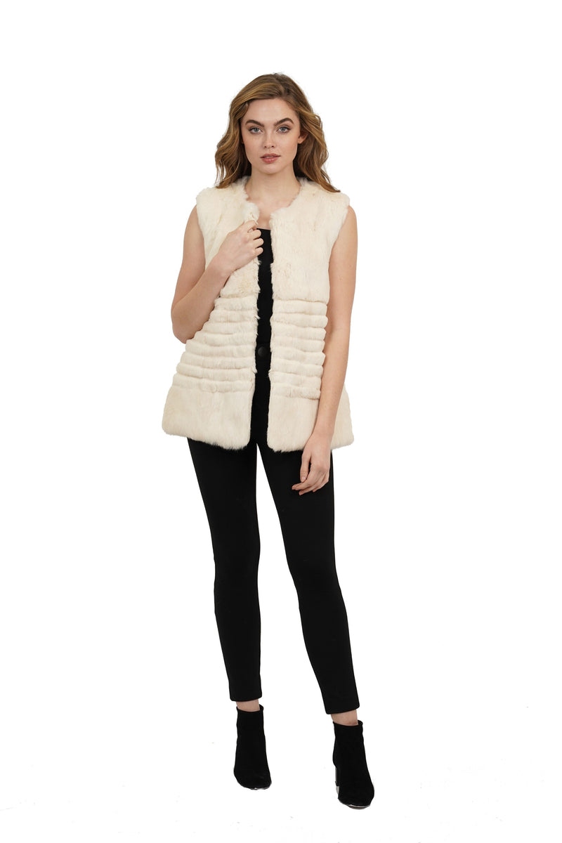 Sandy Genuine Real Rabbit Fur Panel Vest