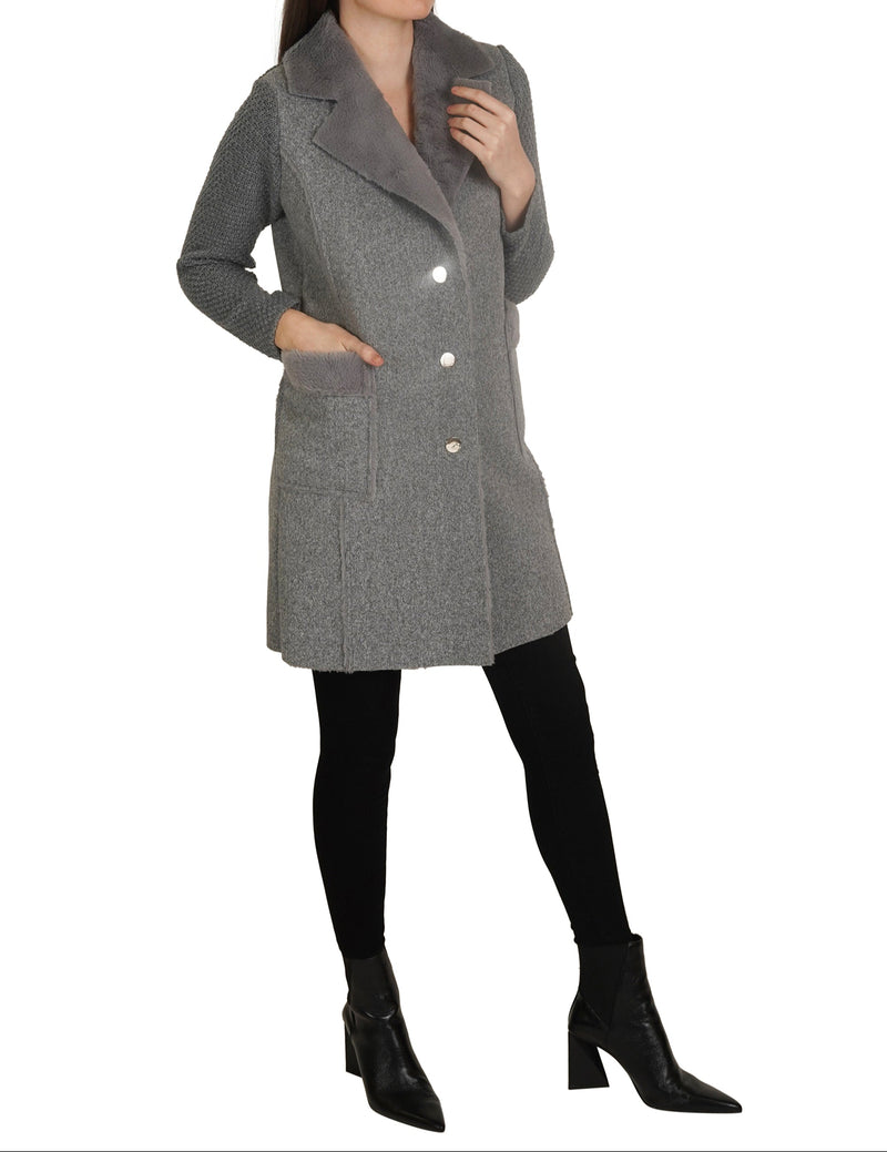 Knitted Back Faux Fur Cardigan