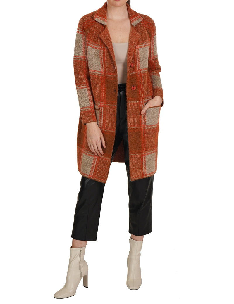 Plaid Collared Cardigan
