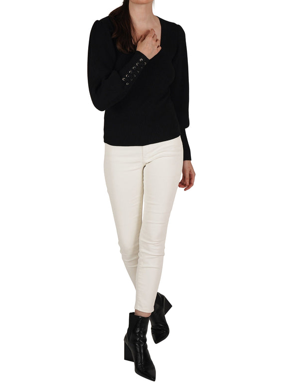 Whipstitch Cuff Knit Sweater